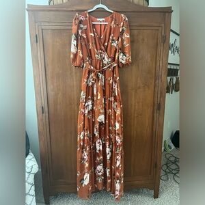 Baltic Born Orange Floral Maxi Dress